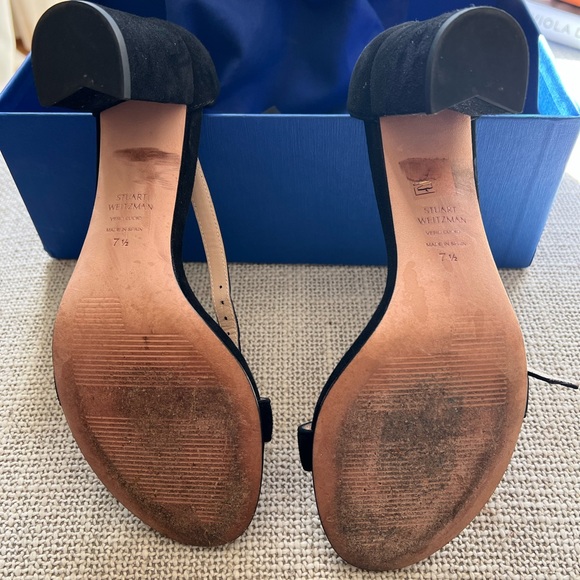 Black Stuart Weitzman strappy suede heels - Picture 3 of 4